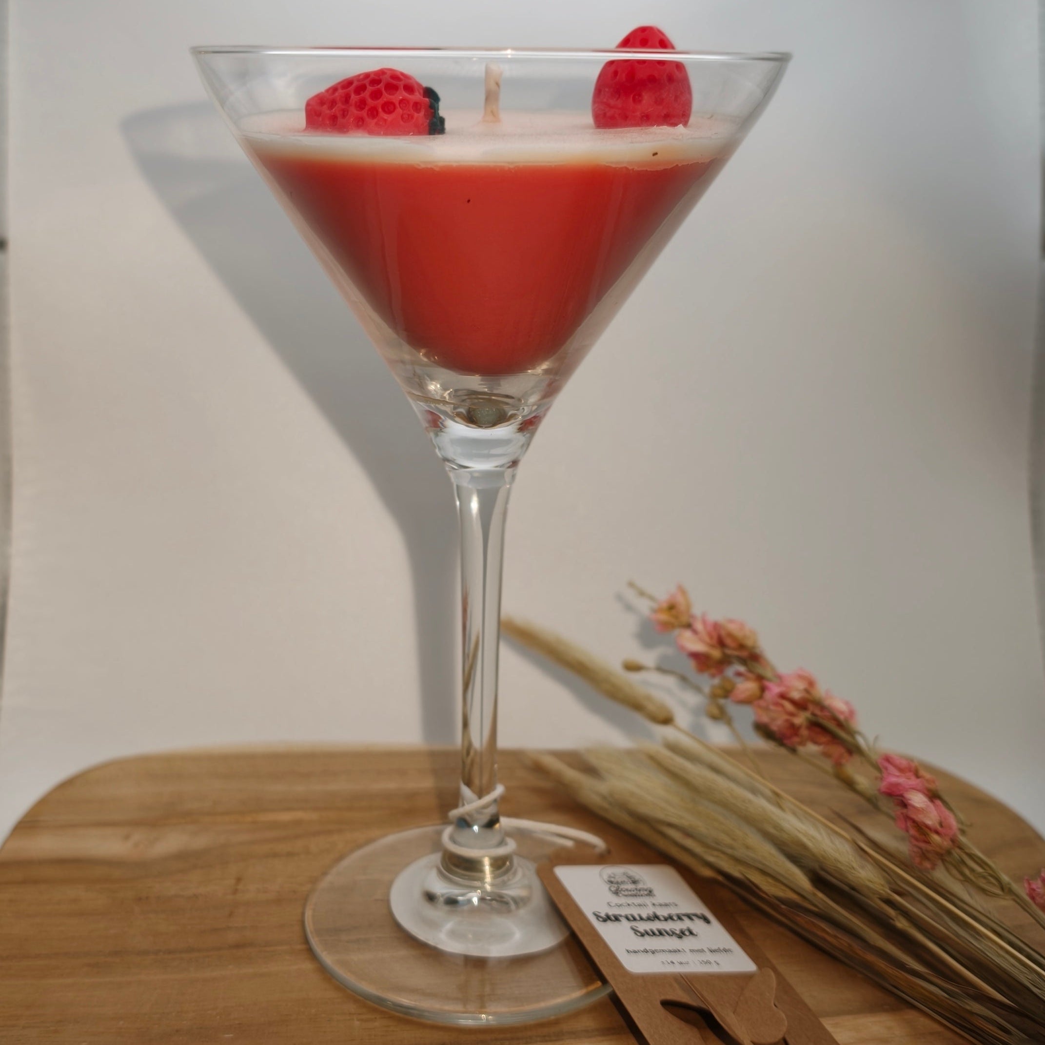 Strawberry Sunset – Handgemaakte aardbei cocktail kaars (Limited Edition)