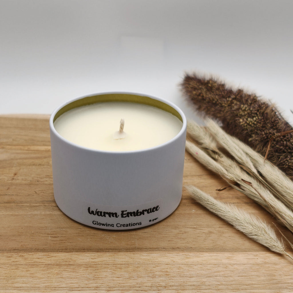 Warm Embrace – Sandalwood & Vanilla | Scented Candle in Tin