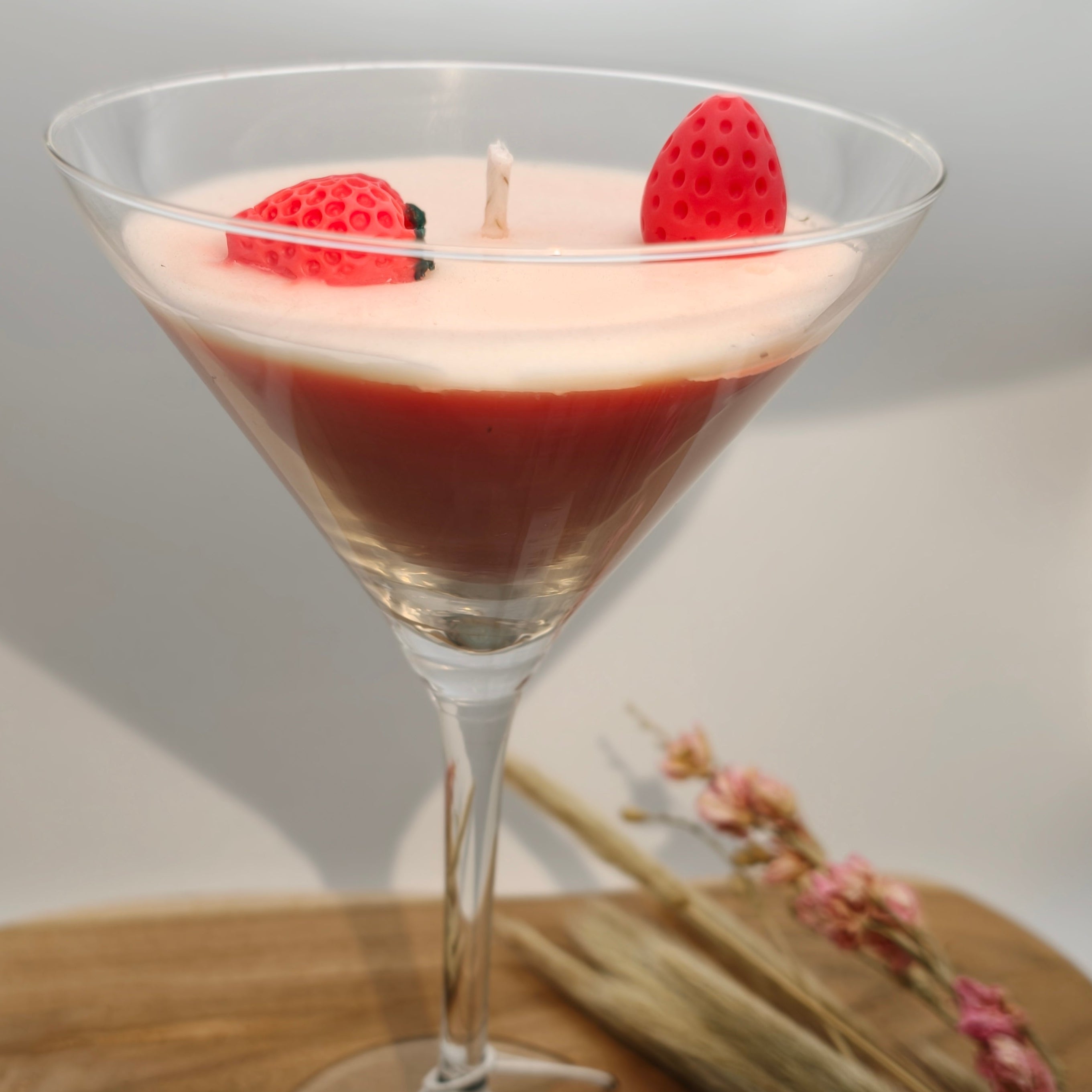 Strawberry Sunset – Handgemaakte aardbei cocktail kaars (Limited Edition)